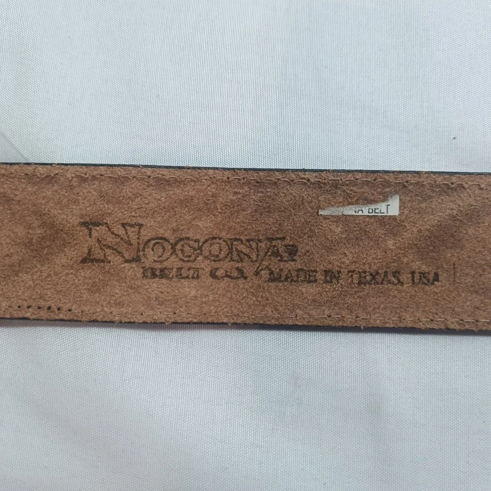 Nocona Belt Co Womens Brown Tooled Leather Western Belt Floral Basketweave 36